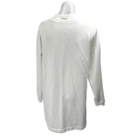 Gymshark White Long Sleeve Knit Mid Length Open Cardigan Sweater Top Size M - Picture 5 of 9